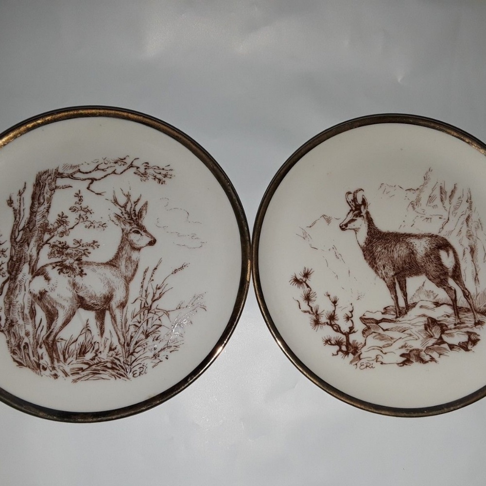 Schumann Germany 95 ~ Set of 2 ~ Gold Rim ~ Elks